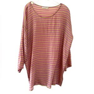 Mes Demoseilles Lavender/Tan Striped Tunic Sz TU (One Sz Fits All)